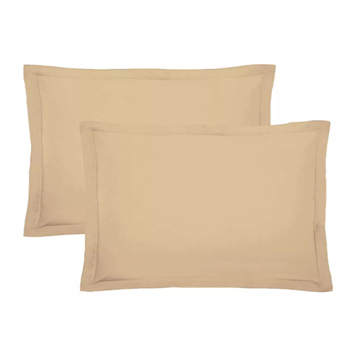Lot de 2 taies percale de coton uni beige Giulia stone