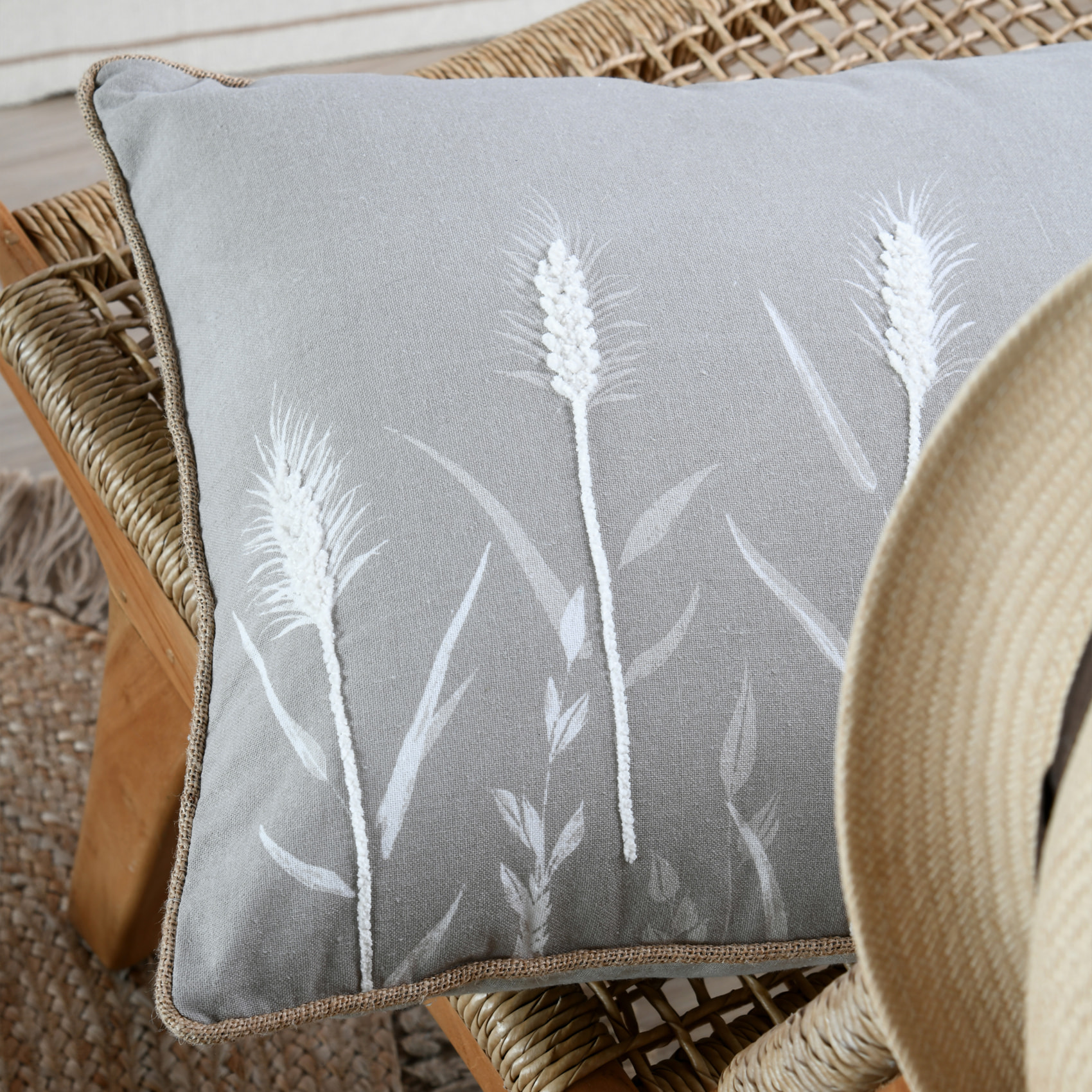 Coussin décoratif pampa en coton - Naturel