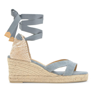 Sandalia cuña Bailey azul mujer 7cm