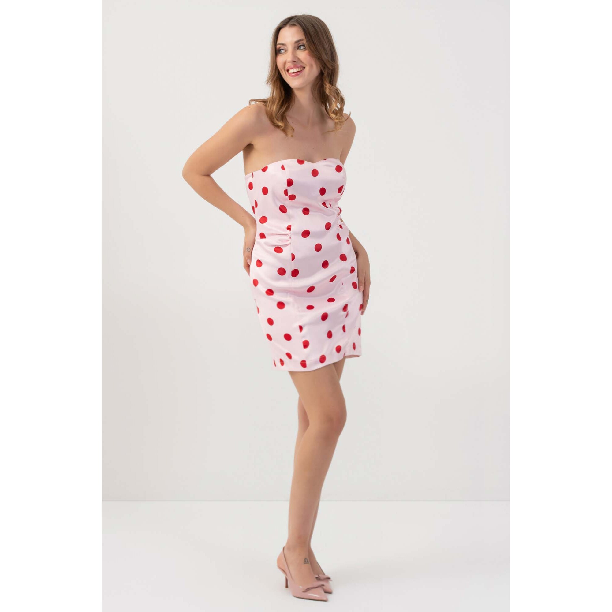 Kocca - Abito con scollo a cuore Donna, Pois, A cuore