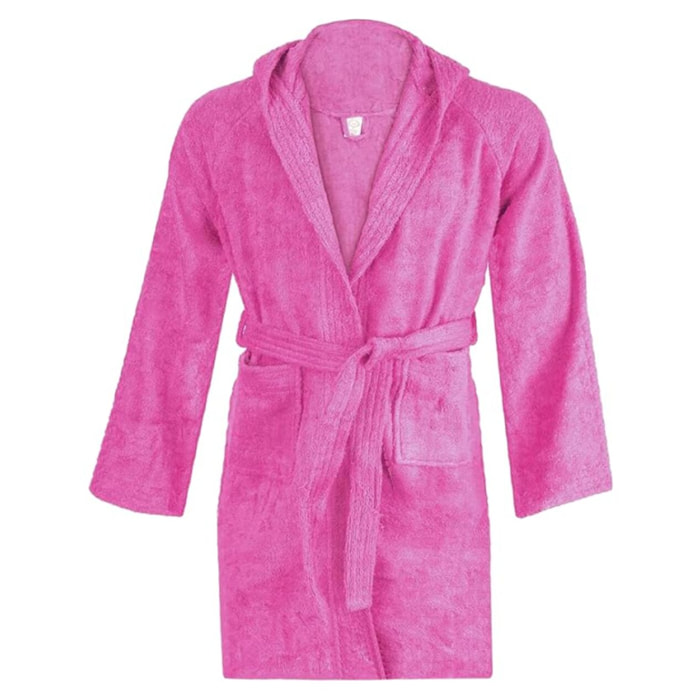 Accappatoio Bambino e Bambina, spugna di cotone, , Assorbente, Morbido, , Certificato Oeko-Tex. Fuxia