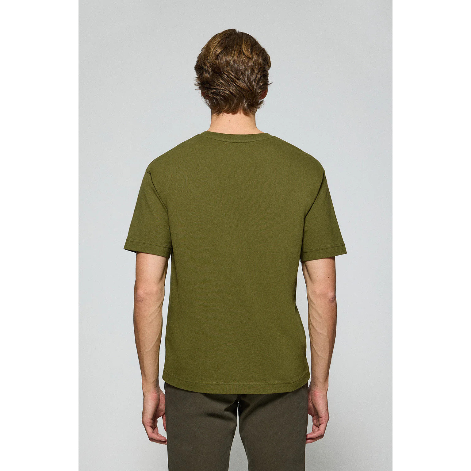 Camiseta verde caqui de manga corta y cuello redondo con logotipo Polo Club