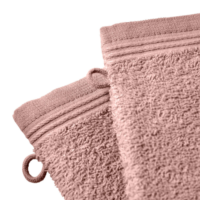 Lot de 2 gants de toilette "Spa" 15 x 21 cm / 400 gr/m² - Couleur: "Spa" Vieux Rose