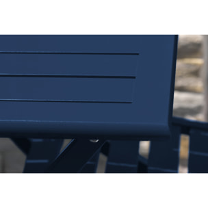 MARIUS - Table de jardin pliante en aluminium bleu marine