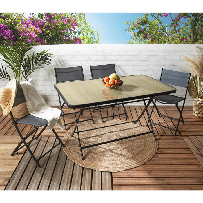 Table Pliante Effet Bois 4 Places
