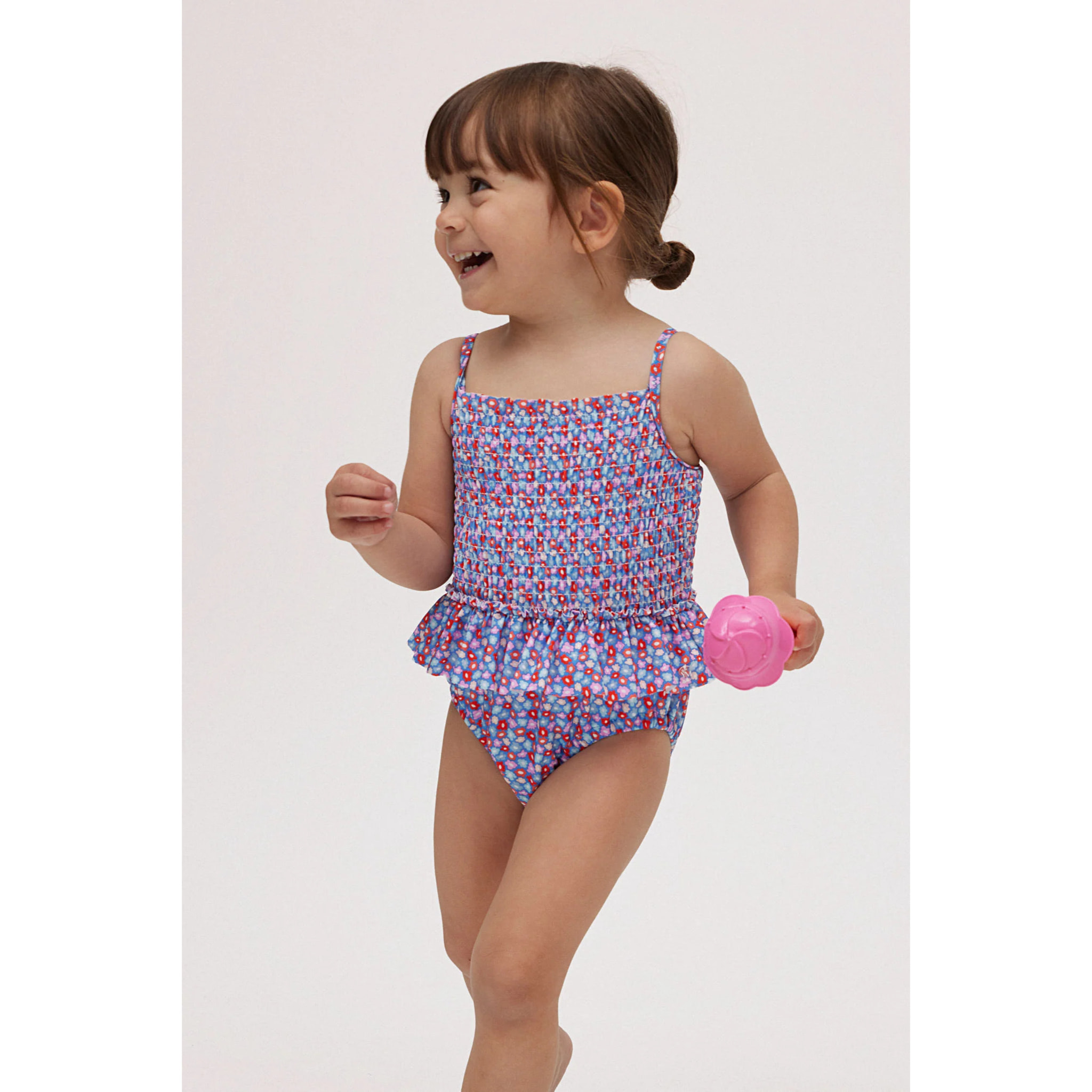 Costume da bagno bimba a nido d'ape con fiorellini