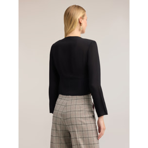 Motivi - Camisa en crepé de China con botones forrados - Negro