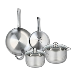 Ensemble de 2 Poêles de cuisson 24 et 32 cm et 2 faitouts 20 et 24 cm Elo Profi Brillant