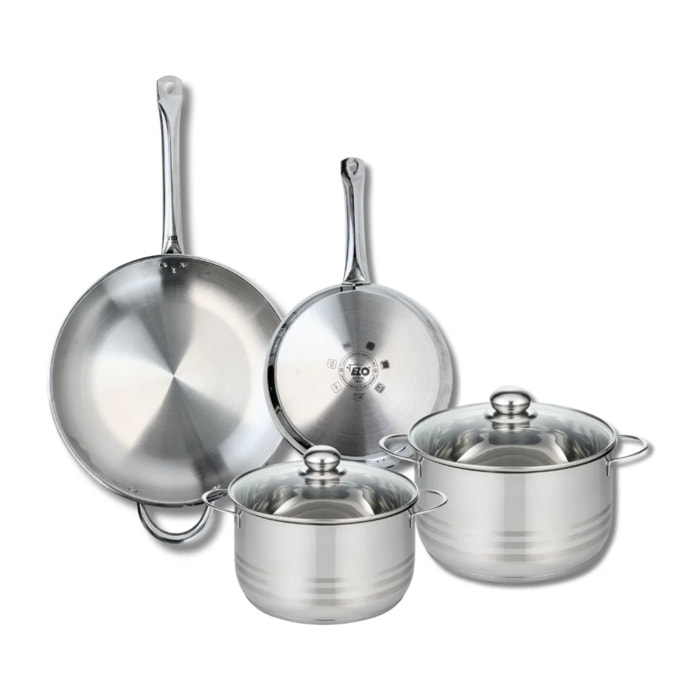 Ensemble de 2 Poêles de cuisson 24 et 32 cm et 2 faitouts 20 et 24 cm Elo Profi Brillant