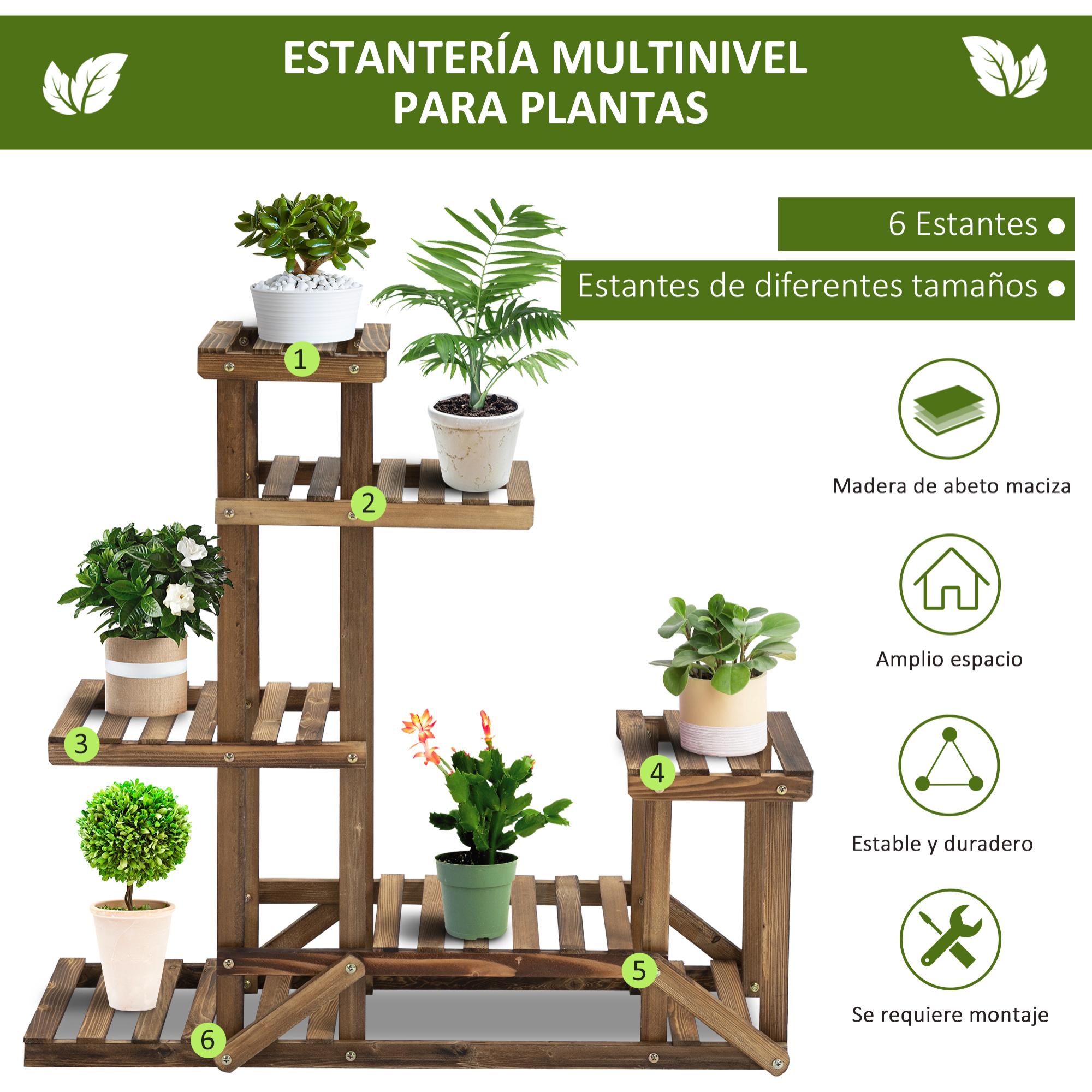 Soporte Madera Flores Estantería de Macetas Plantas con 6 Estantes 98x28x96,5 cm