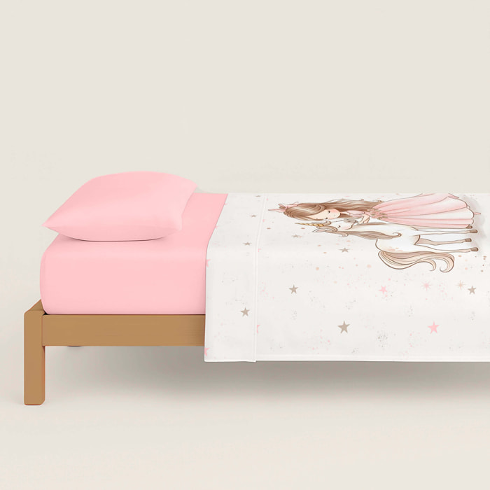 Juego de Sábanas Estampadas - Infantil - 100% Algodón - Incluye 1 Funda de Almohada + 1 Sábana Bajera - Martina