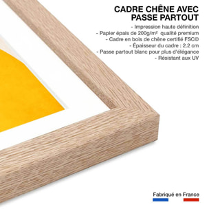 Affiche dessin ""ailes au soleil"" Affiche + cadre en bois - Chêne