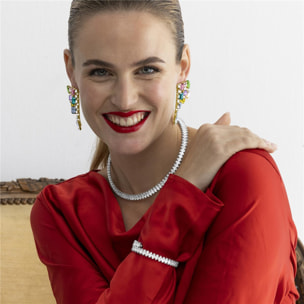 Pendientes con Cristal Multicolor acabado oro 18k