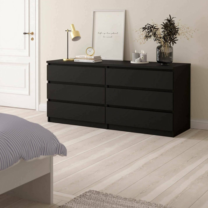 Credenza Joyce, Buffet da soggiorno, Madia da salotto, Dispensa da cucina, 154x50 h68 cm, Nero