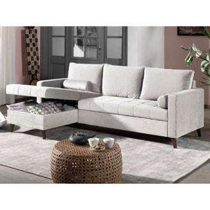 POLAR - Canapé d'angle réversible convertible - en velours au design scandinave - 4 places - Beige