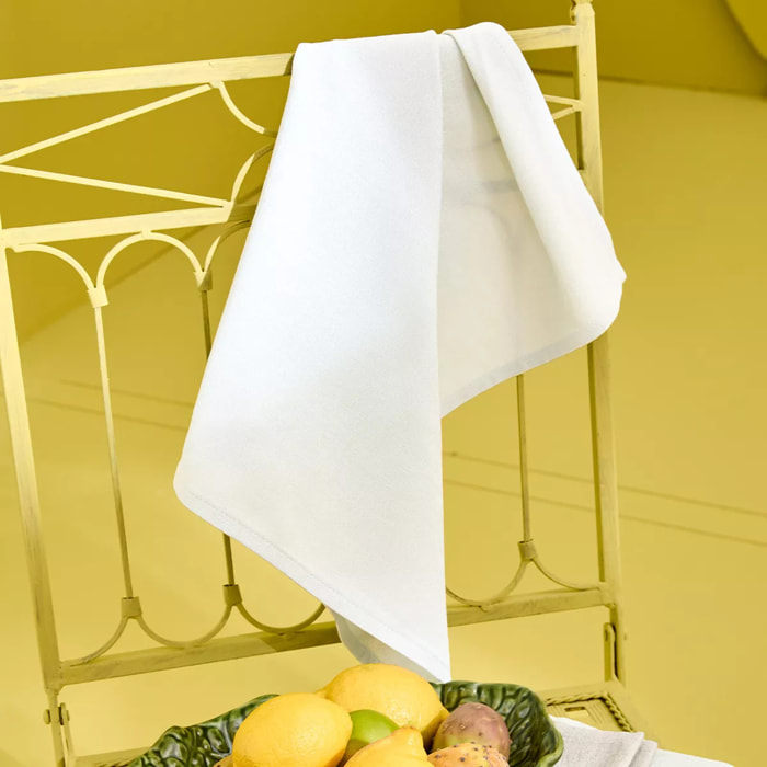 Serviette pur coton motif jacquard blanc Bastide neige