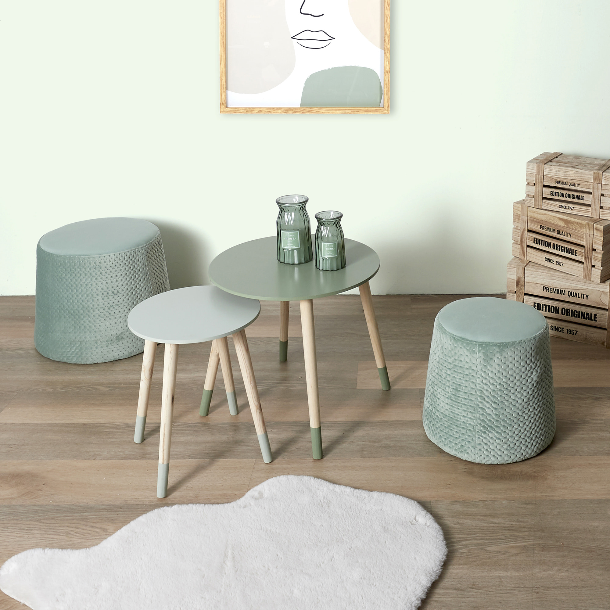 Table Gigogne Bicolore Vert X2