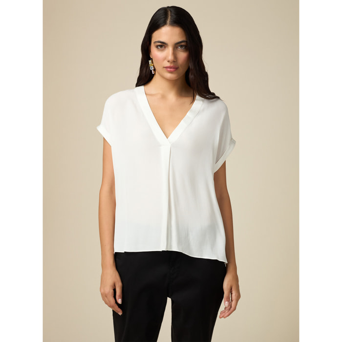 Oltre - Blusa a kimono in viscosa - Bianco