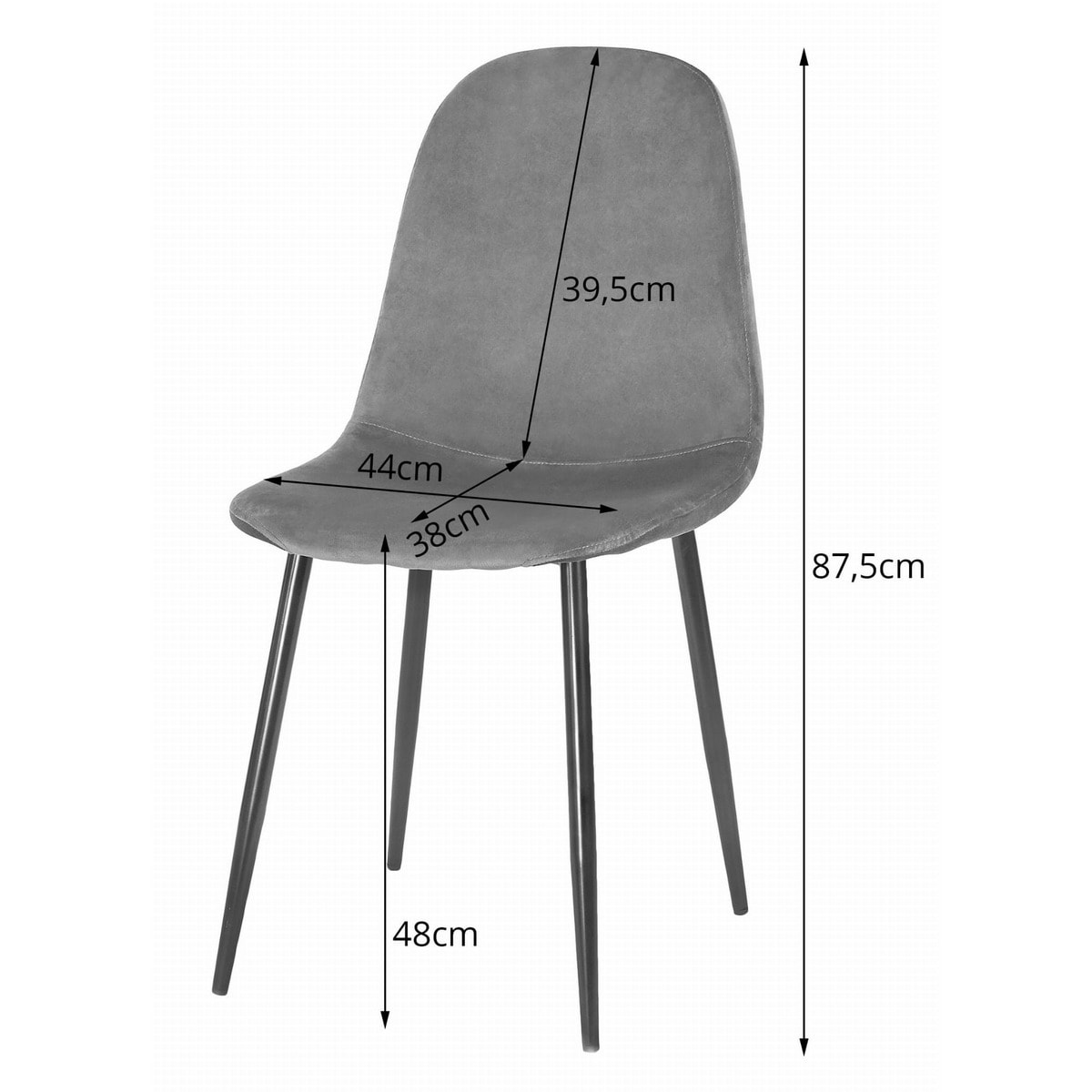 Sedia Como in velluto verde bosco con gambe nere