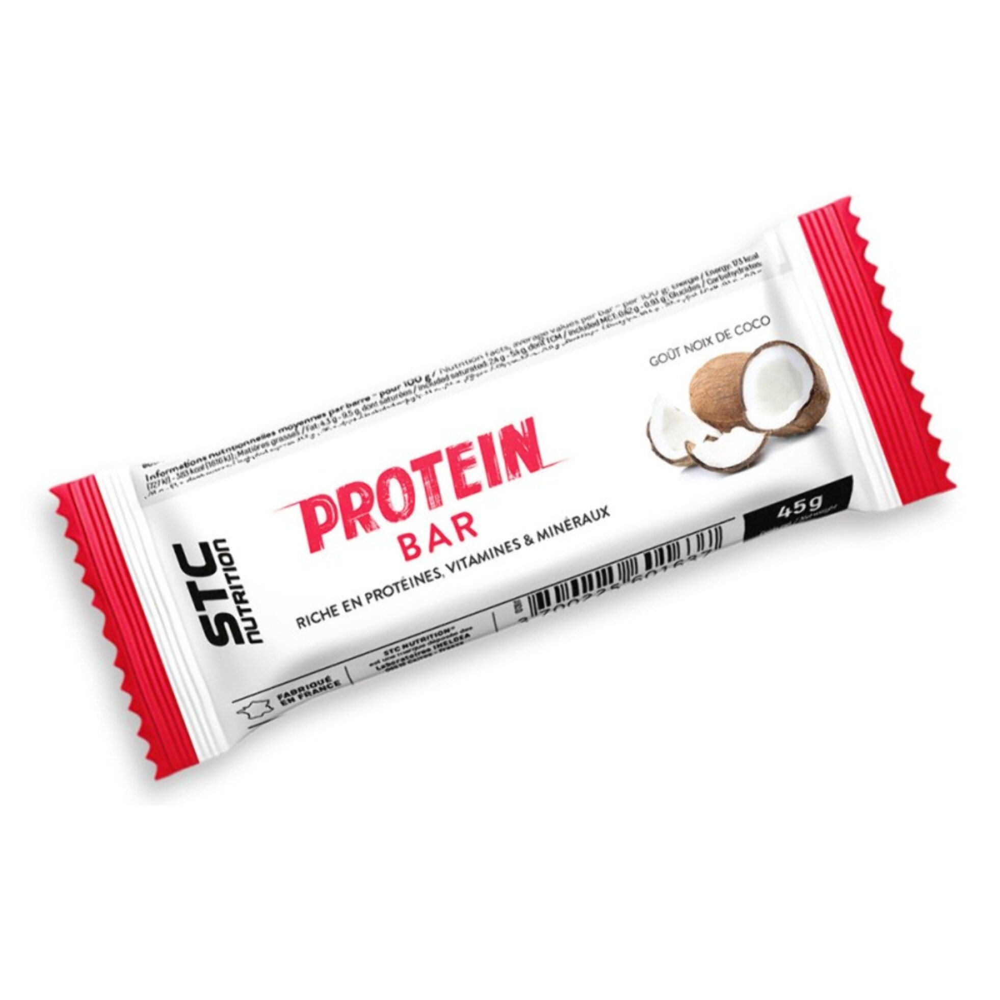 STC NUTRITION - Protein Bar - Barre protéinée enrichie en vitamines & minéraux - Maintien de la masse musculaire - Coconut - 14g de protéines par barre - Etui de 5 barres