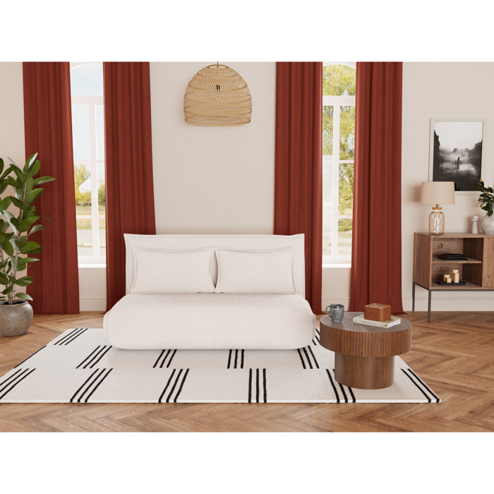 Candice - Banquette 2 places convertible clic-clac en velours côtelé - Beige