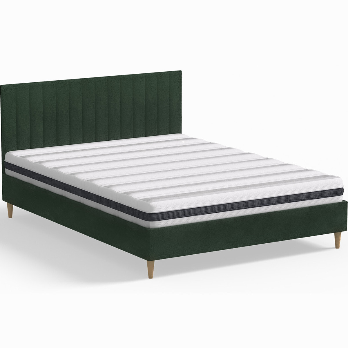 Pack lit en velours + Matelas ressorts et Mousse HR - ELIOT & HYGIOSPRING