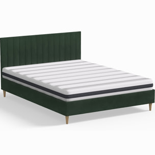 Pack lit en velours + Matelas ressorts et Mousse HR - ELIOT & HYGIOSPRING