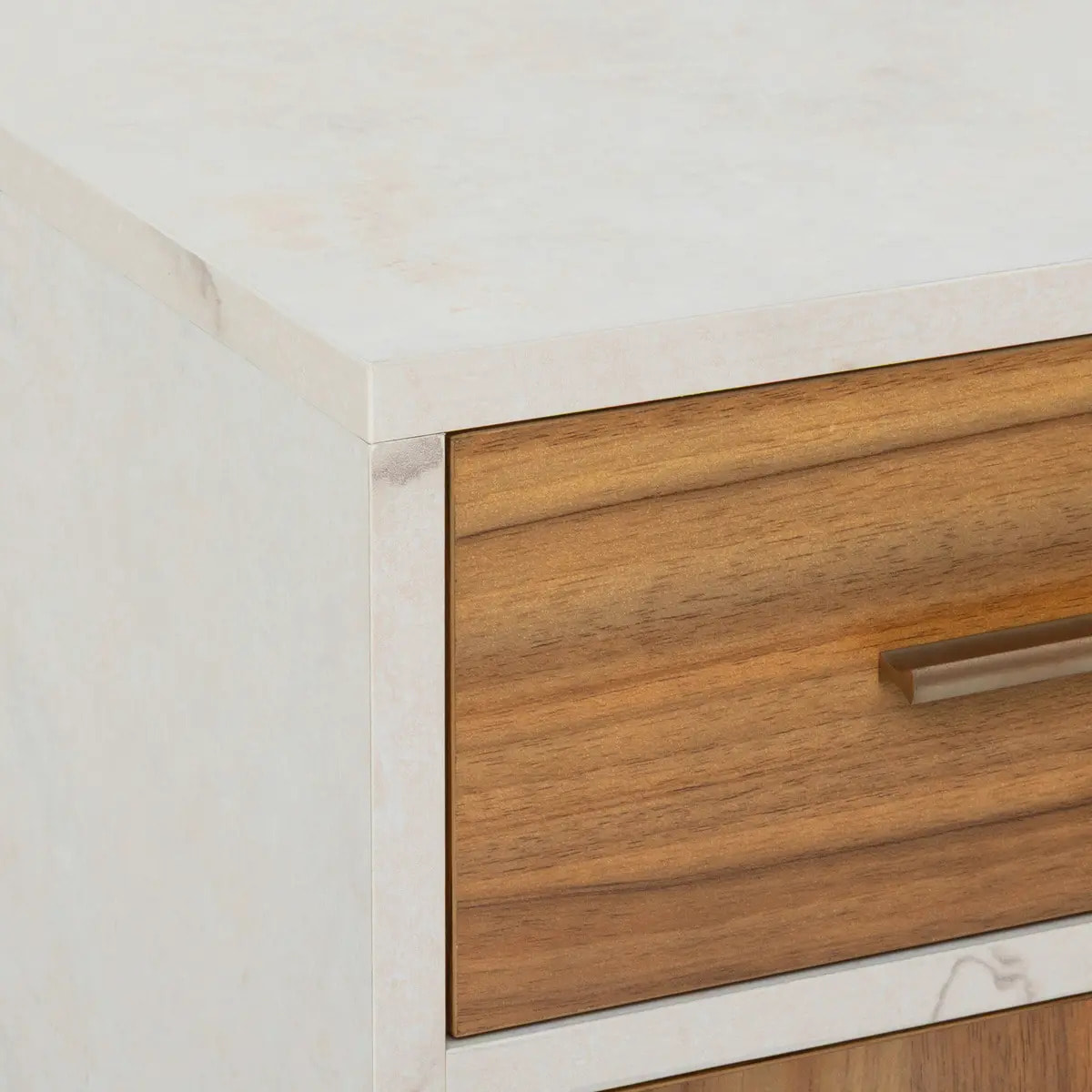 Meuble bas 1 porte 2 niveaux Come bois et effet marbre