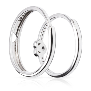 Anillos de compromiso a juego con diseño corazón en plata de ley 925. Ajustables.