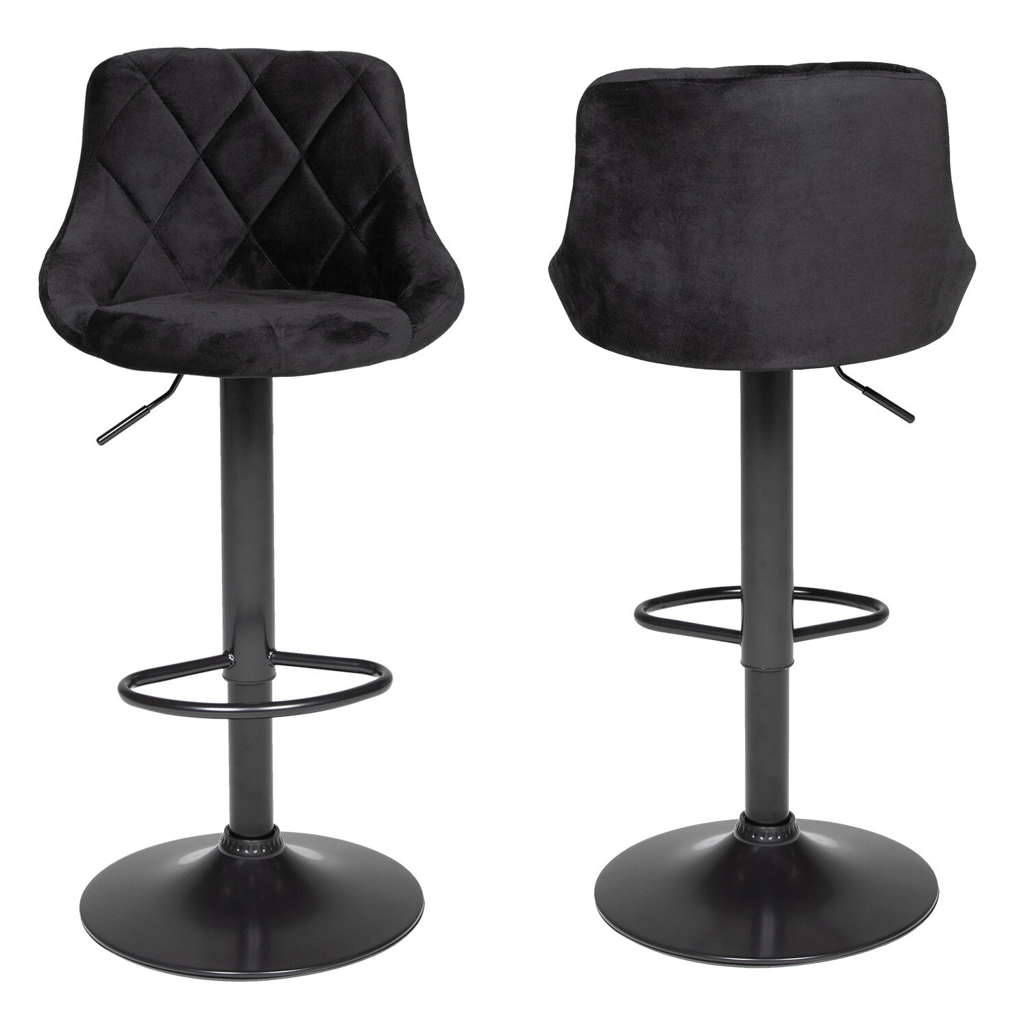 Lot de 2 tabourets de bar en velours noir ROBIN