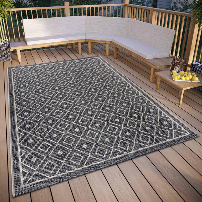 Tapis exterieur kilim géométrique, elno, résistant et original