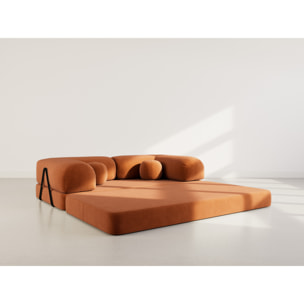 Nebula - Canapé 3 places convertible en velours texturé - Terracotta