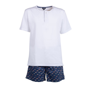 Pigiama leggero UOMO corto cotone barchette blu