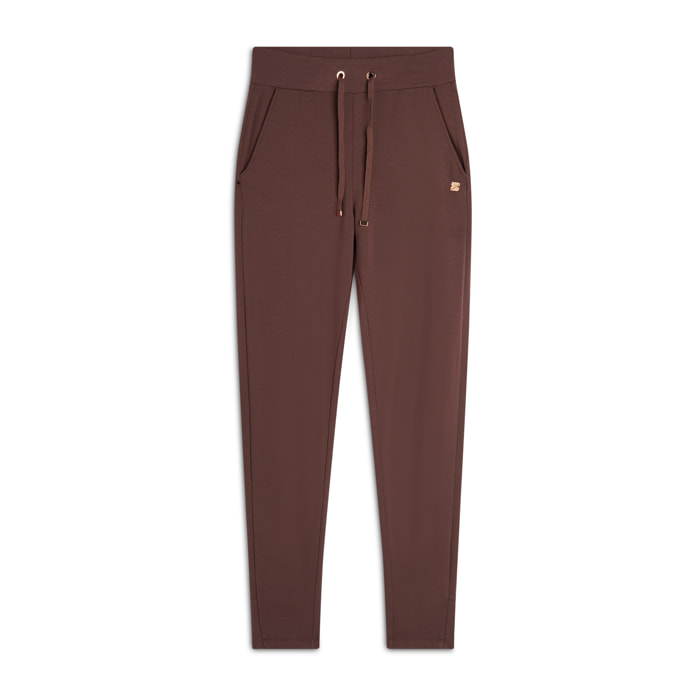 Pantalone donna in felpa di viscosa con vita in costina