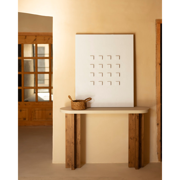 Tableau blanc décoratif sur coton avec cadre en bois peint à la main à la peinture à l'huile en différentes tailles
