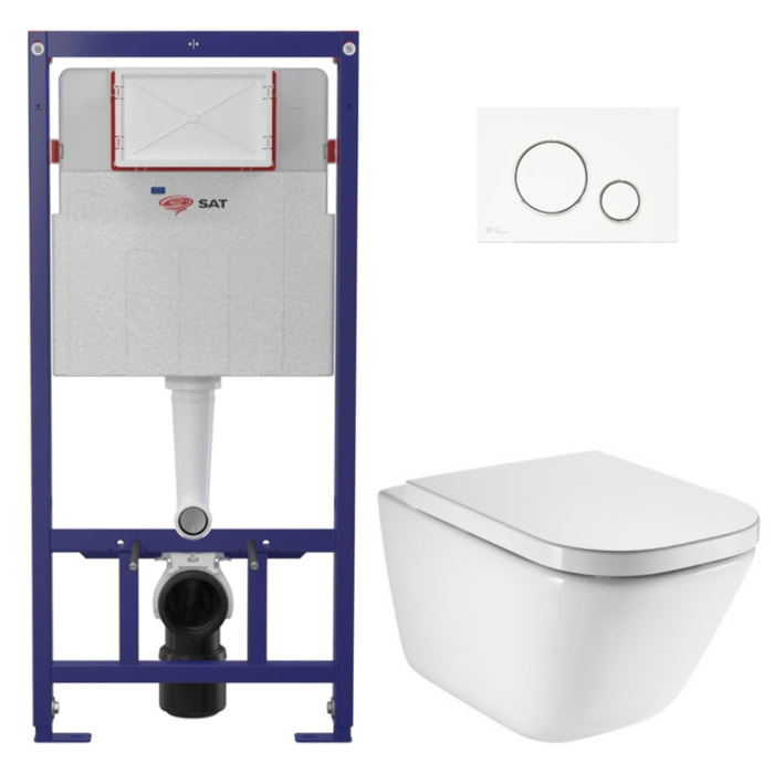 Pack WC bâti-support ECO 2L Swiss Aqua Technologies + WC suspendu Roca avec abattant SoftClose + plaque (STEROGAWR03-FR)