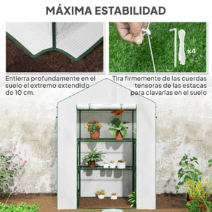 Invernadero de Exterior de 3 Niveles Invernadero de Jardín con Puerta Enrollable 2 Ventanas Estantes en Forma de U para Cultivo de Plantas en Terraza Patio 140x73x190 cm Blanco