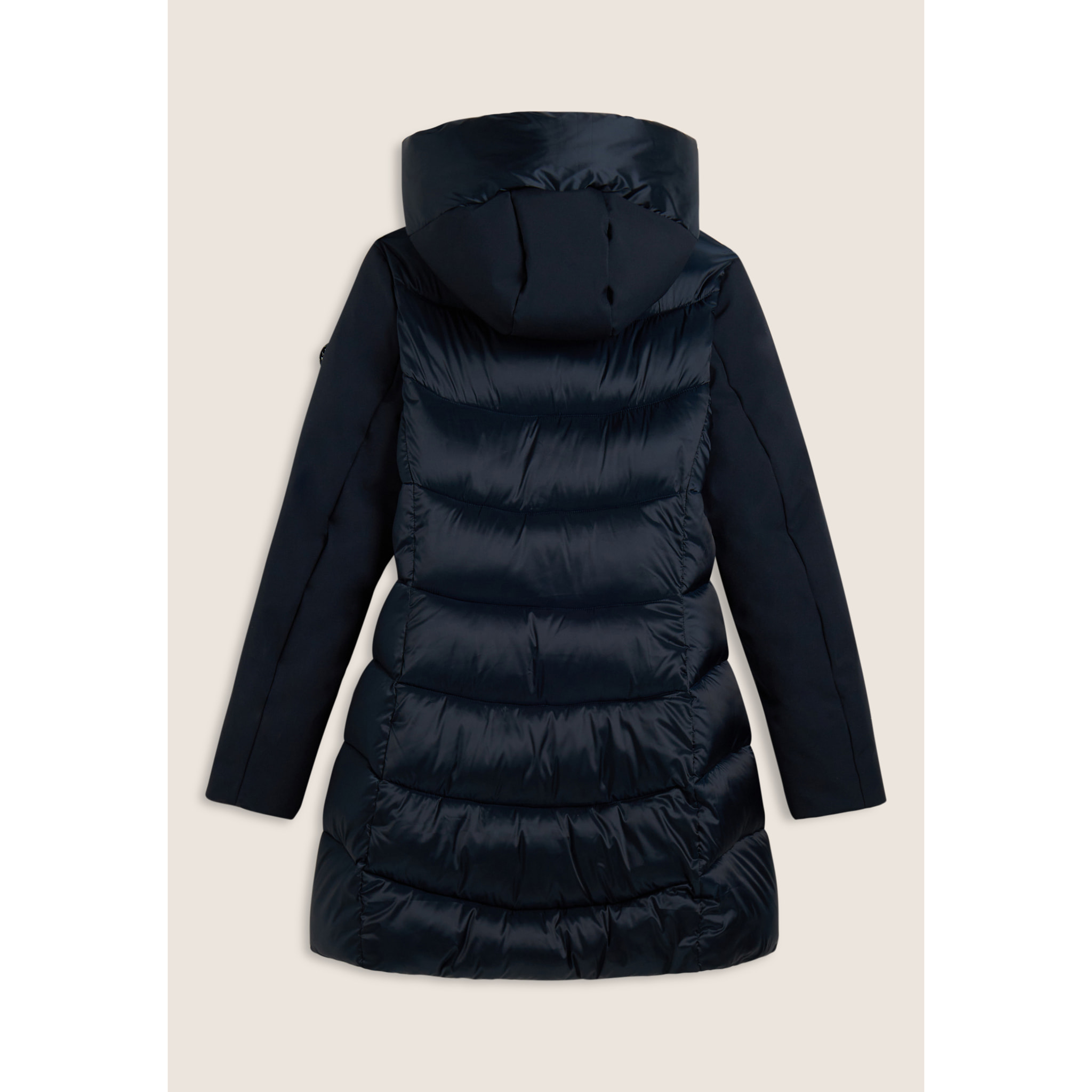 Piumino lungo donna opaco e lucido con cappuccio