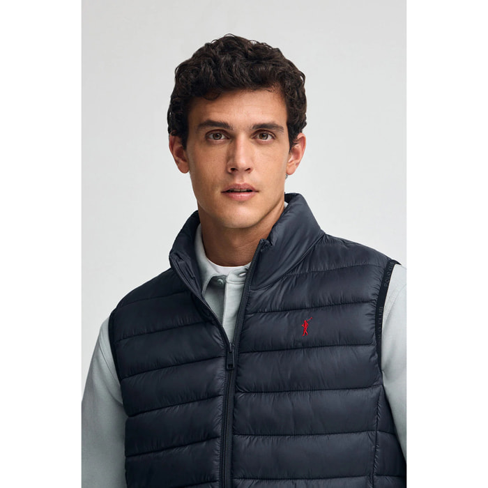 Chaleco ultralight azul marino con logo Rigby Go
