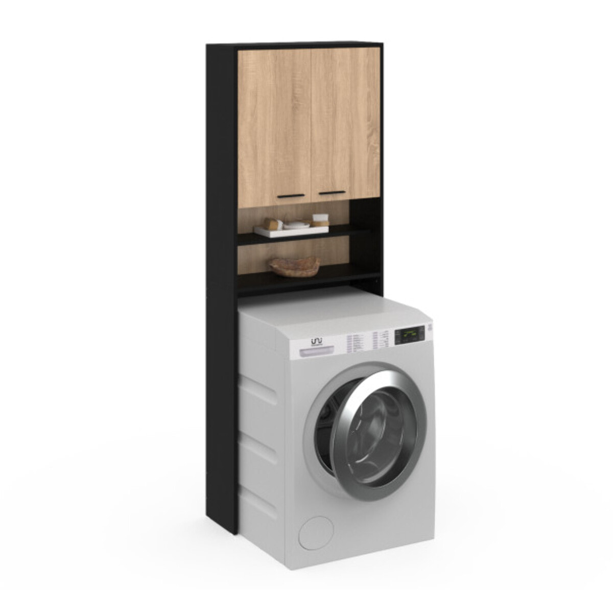 Meuble dessus machine à laver Will noir et bois