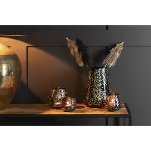 J-Line bougeoir Triangle - verre - noir/or - small - 4 pcs