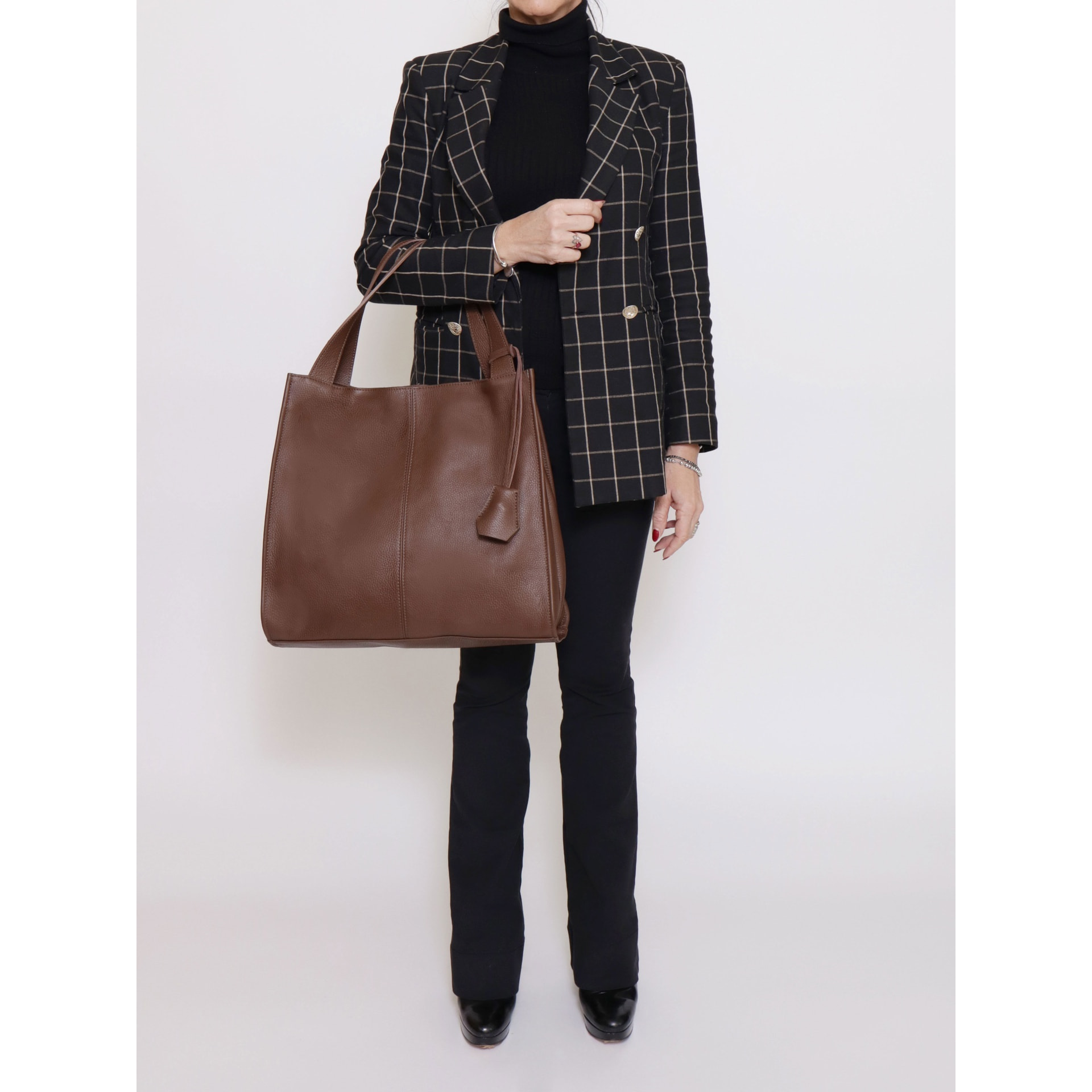 Borsa a spalla da donna - Modello Aelia - Vera pelle - 40.0 x 36.0 x 12.0 cm