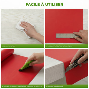Rouleau adhésif décoratif Vinyle au Mètre - Rouge cerise - Sticker Lavable Imperméable Mur Cuisine Meubles