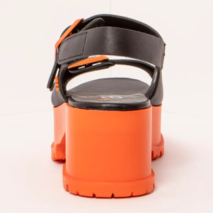 Sandalias con tacón 1821 NAPPA BLACK-ORANGE/ MANCHESTER color Black-orange