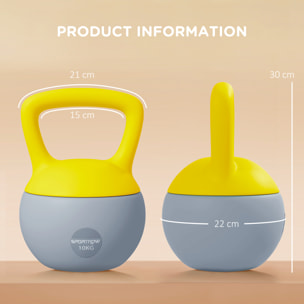 Kettlebell 10 Kg - prise ergonomique - entraînement musculaire & haltérophilie - PVC gris jaune