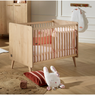 Chambre bébé complète Arty, Lit 120x60 et Commode à langer - Chêne suave