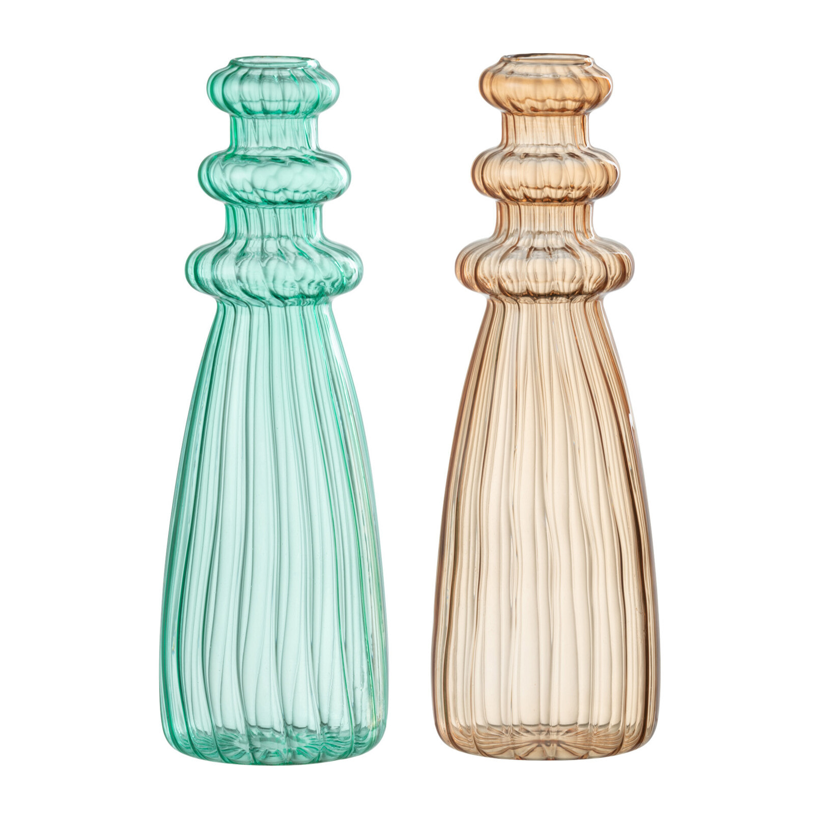 J-Line vase Lagen - verre - aqua/beige - 2 pièces - 21 cm de hauteur
