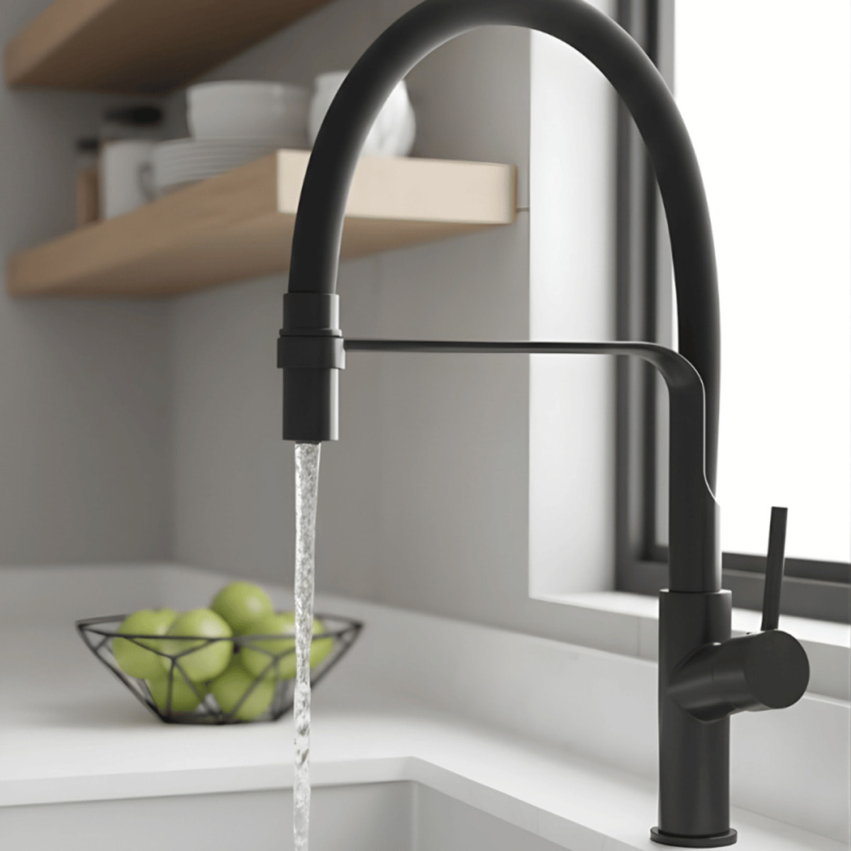 Robinet de cuisine avec douchette PAINI Ortence noir mat