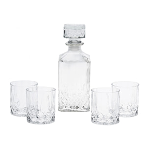 Set de vaso decantador elegante con tapas de cristal y vasos a juego
