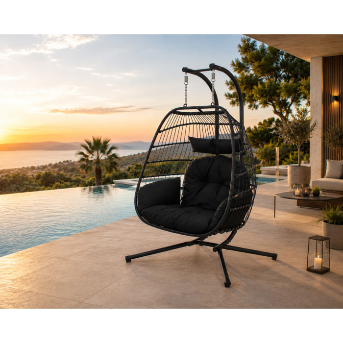 Fauteuil suspendu 2 places noir MIA